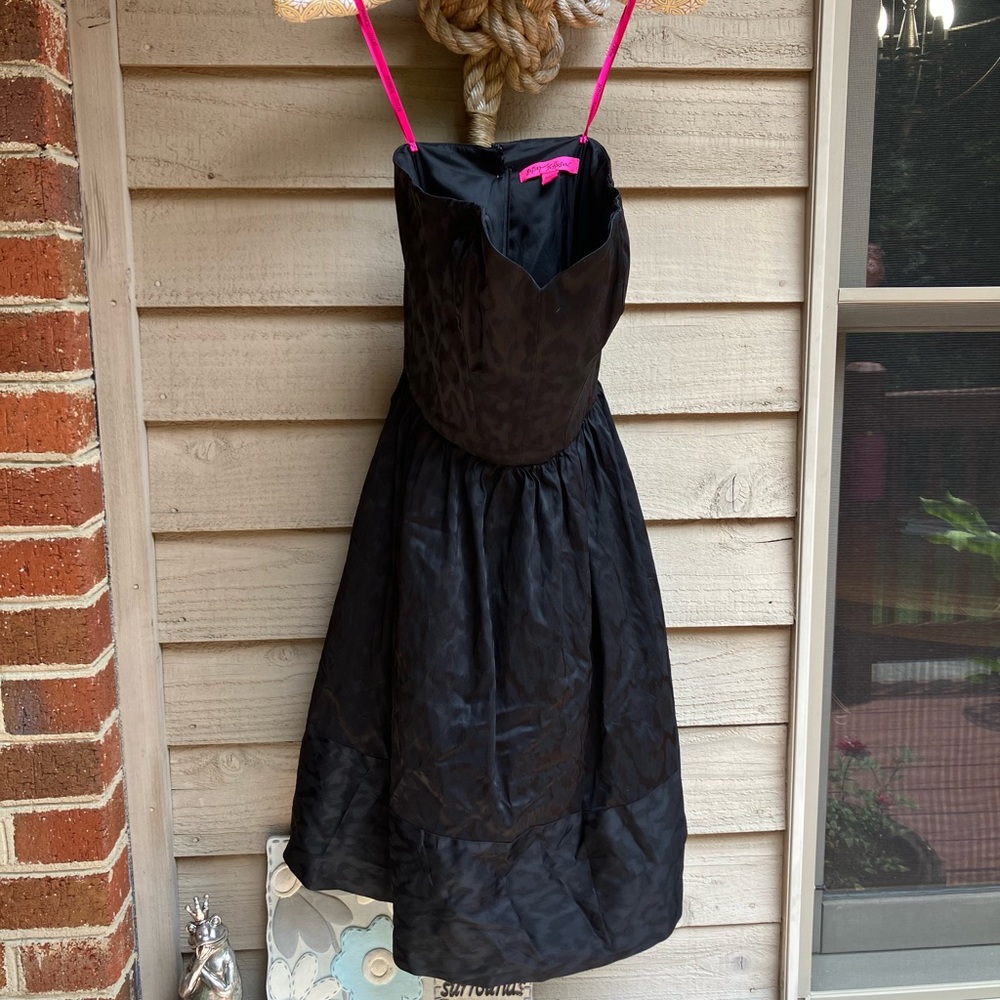 Betsey Johnson Black Dress with Pink Straps